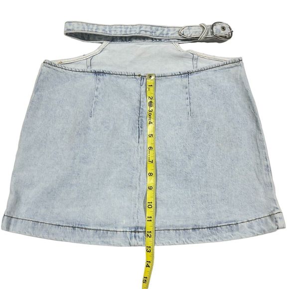 Revolve We Wore What Skirt Women S Denim Cut Out Mini Light Wash 90s Y2K Casual - Picture 10 of 16